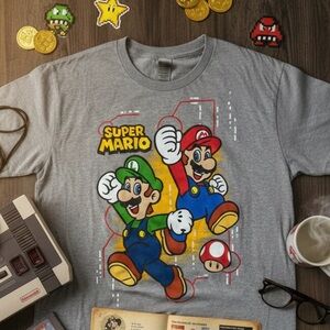 Super Mario & Luigi Graphic Tee – Hybrid Apparel – Size XL